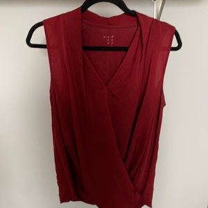 Red wrap blouse